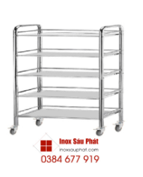 Xe đẩy inox 5 tầng